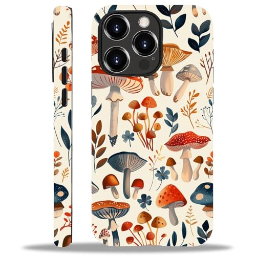yicomon Compatible with iPhone 12/12Pro Case, Mushrooms Foliage Vibrant Pattern Print Matte Phone Case Durable Fashion Funny Liquid Silicone Case Soft Anti-Scratch Shockproof Protective Cover