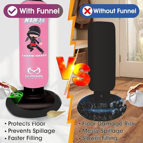 Image of Marwan Sports Ninja Kids Punching Bag - Inflatable Sensory Toy & Birthday Gift for Boys & Girls Ages 4-12, 63 inch Freestanding 5-in-1 Kit, Indoor Apartment-Quiet Sensory-Friendly Active Play