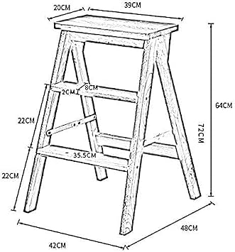 Folding Step Stools for Adults Household Multi-function Folding Ladder Frame Creative Staircase Solid Wood Ladder Stool Indoor Mobile Ladder Chair Ascending Ladder Small Ladder stepstool ( Color : Woo