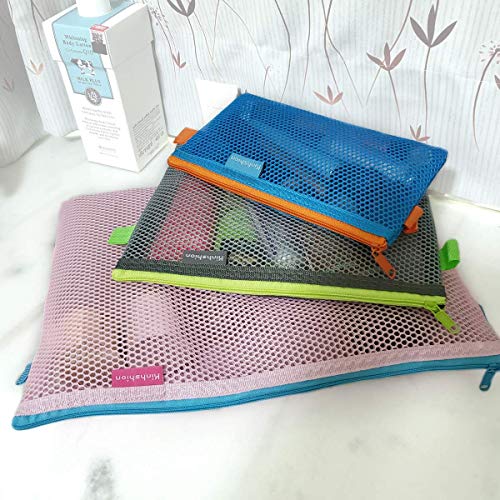 Mesh Zipper Pouch Cosmetic Bags Travel Storage Bags,6 PCS 3 Sizes, Zipper Bags Clear Zipper Pouch Small Organizer bag Zipper Folder Bag 2 Colours - Thumbnail 7