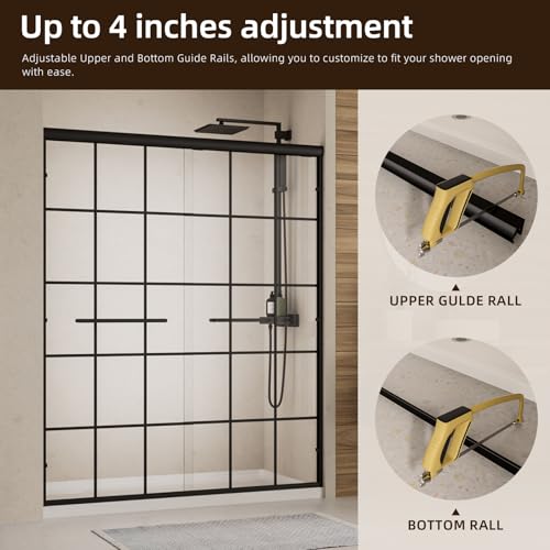 Image of Royal Guard Double Sliding Shower Door 44-48 inch W x 72 inch H,Grid Pattern