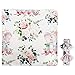 DERCLIVE Baby Wickeltuch Stirnband Set Neugeborene Floral Empfang Decke mit Schleife Set Baby Schlafsack Fotografie Prop