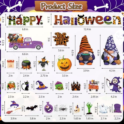 Auzesto ZS182 25Pcs Halloween Refrigerator Magnets Gnomes Pumpkin Ghost Magnets Halloween Car Magnets Halloween Garage Door Magnetic Stickers Halloween Magnets thumb #6