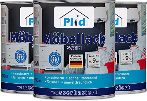 Plid® Möbellack Satin 2.25l - Weiß - Holzfarbe außen & innen für Spielzeug- Holzlack Außen wetterfest - Holzschutzfarbe Aussen & Innen - Wetterschutzfarbe Holz - Holzlasur - Farbe für Holz