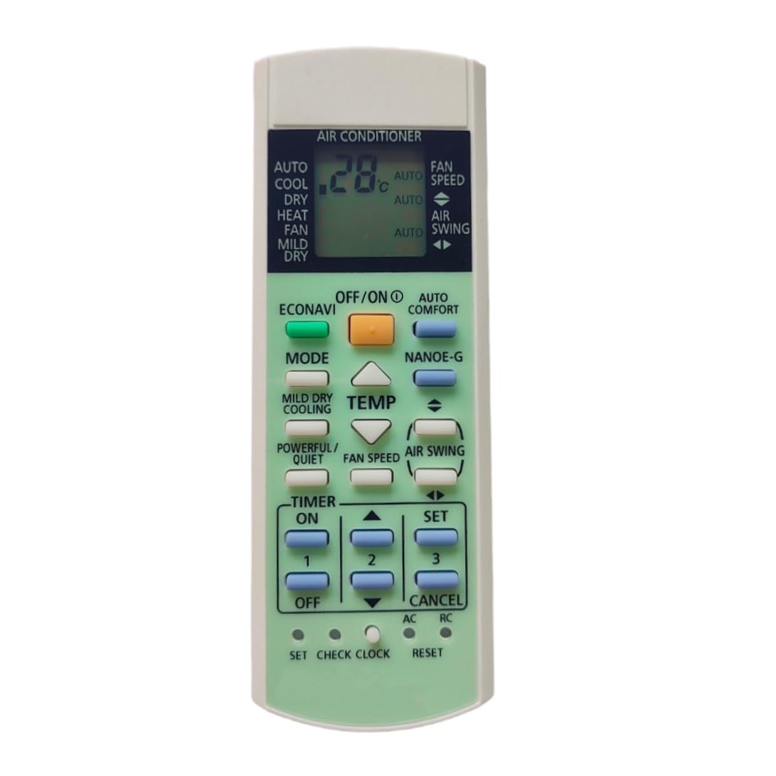 Upix AC Remote No. 187 (No Backlight), Compatible/Replacement for Panasonic Inverter AC Remote Control (Exactly Same Remote Will Only Work)