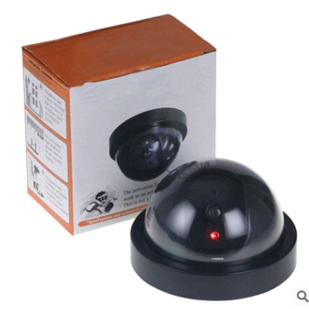 Caméras De Surveillance Sécurité Caméra De Surveillance Virtuelle, Caméra De Sécurité Factice Hémisphérique en Plastique avec LED Rouges Clignotantes