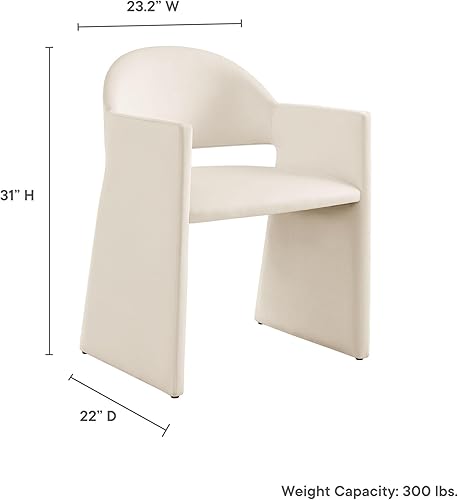 Miniatura 2 de Modway Talia Performance - Sillón de comedor de terciopelo en alabastro, moderna silla de comedor curvada con respaldo abierto, silla de barril de