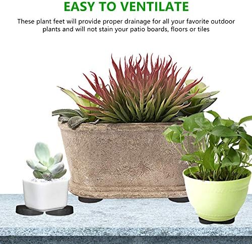 Muross 40pcs, EVA Black Flower Risers, No Slip with Strong Self Adhesive Pads, Shockproof Rubber Invisible Pot for Indoor and Outdoor Plant, Furniture Feet, 3cm