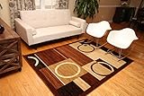 New City Brand New Contemporary Brown and Beige Modern Squares Circles Area Rug 2 x 3