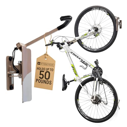 StoreYourBoard Swivel Wall Mount Bike Hanger Garage Hanging Hook 90 Degree Swing Vertical Bicycle Hanging Hook Indoor Bike Storage