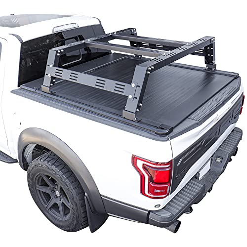 Syneticusa Automatic Retract Hard Tonneau Cover Fits 2011-2023 Ford F-150 (incl. Raptor/Lightning) 5.5' (67”) Truck Bed with Adjustable Rack Kit Aluminum Waterproof Off Road Overland Retractable