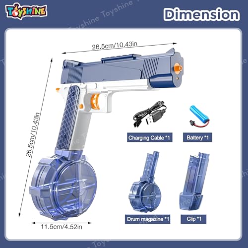 Image of Toyshine Electric Holi Water Gun Automatic Rechargeable Toy Pistol with Pressure Mechanism for Range Upto 32 feet A Powerful Squirt Toy for Kids Pool Beach Party Games and Outdoor Water Fun Blue