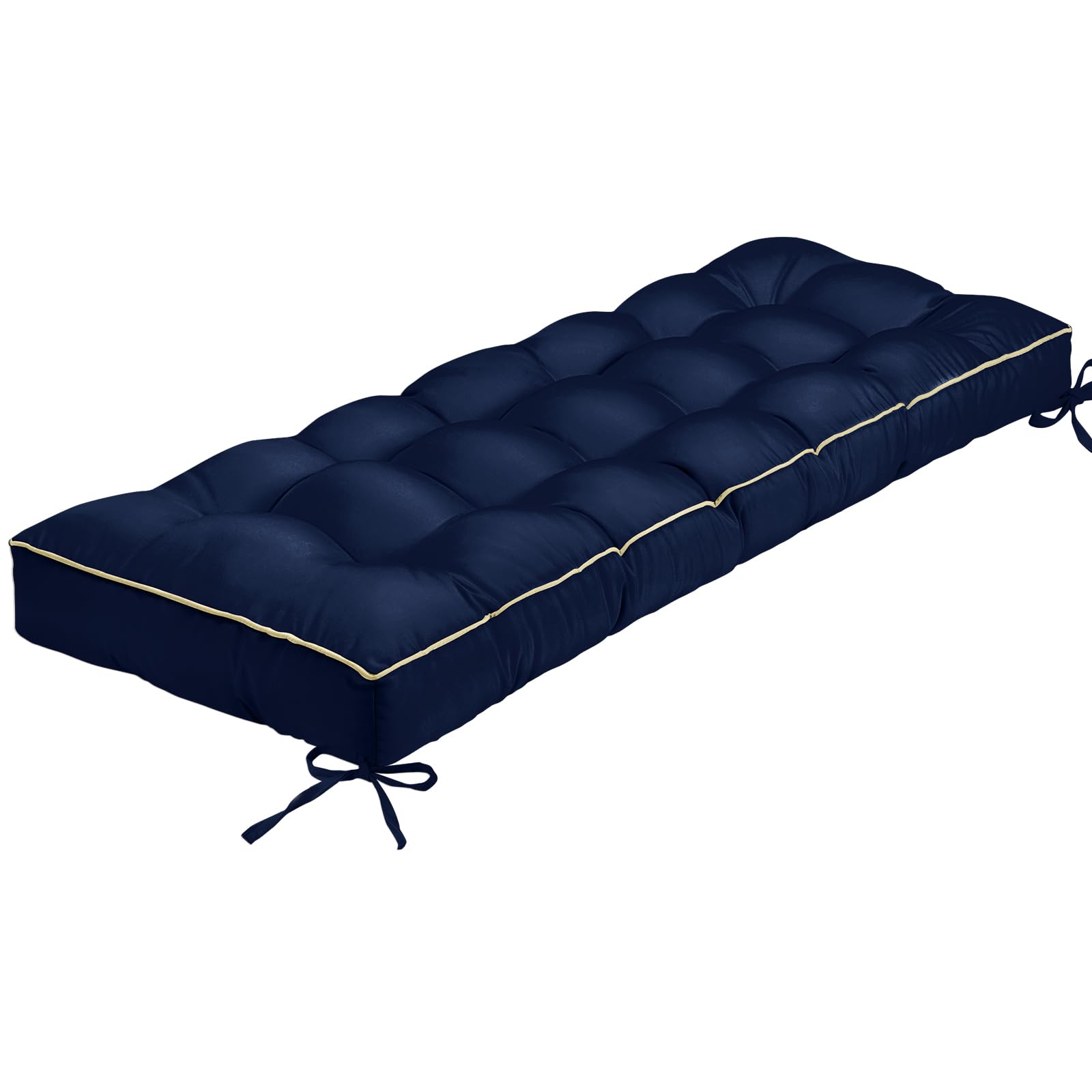 Outdoor Bench Cushion, Tufted Patio Seat Pad for Garden Bench, Porch Swing, Indoor/Outoor Furniture (Blue, 122X46X10cm)