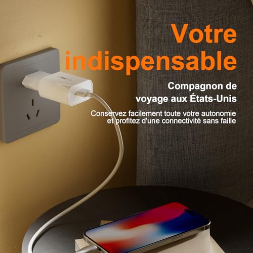 GRIFEMA Adaptateur Prise USA Type A, Lot de 4 – vue 2