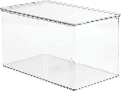 Miniatura 9 de mDesign Contenedor de plástico apilable para armario con tapa de bisagra para organizar zapatos botines bombas sandalias cuñas planos tacones