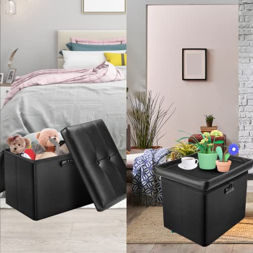Tamfile Ottoman With Storage, Fireproof Safe Folding Ottoman For Documents, Waterproof Foot Rest Stool With Storage,17 Inches Short Ottoman With Lock, Ottoman Foot Rest For Living Room #TOP2