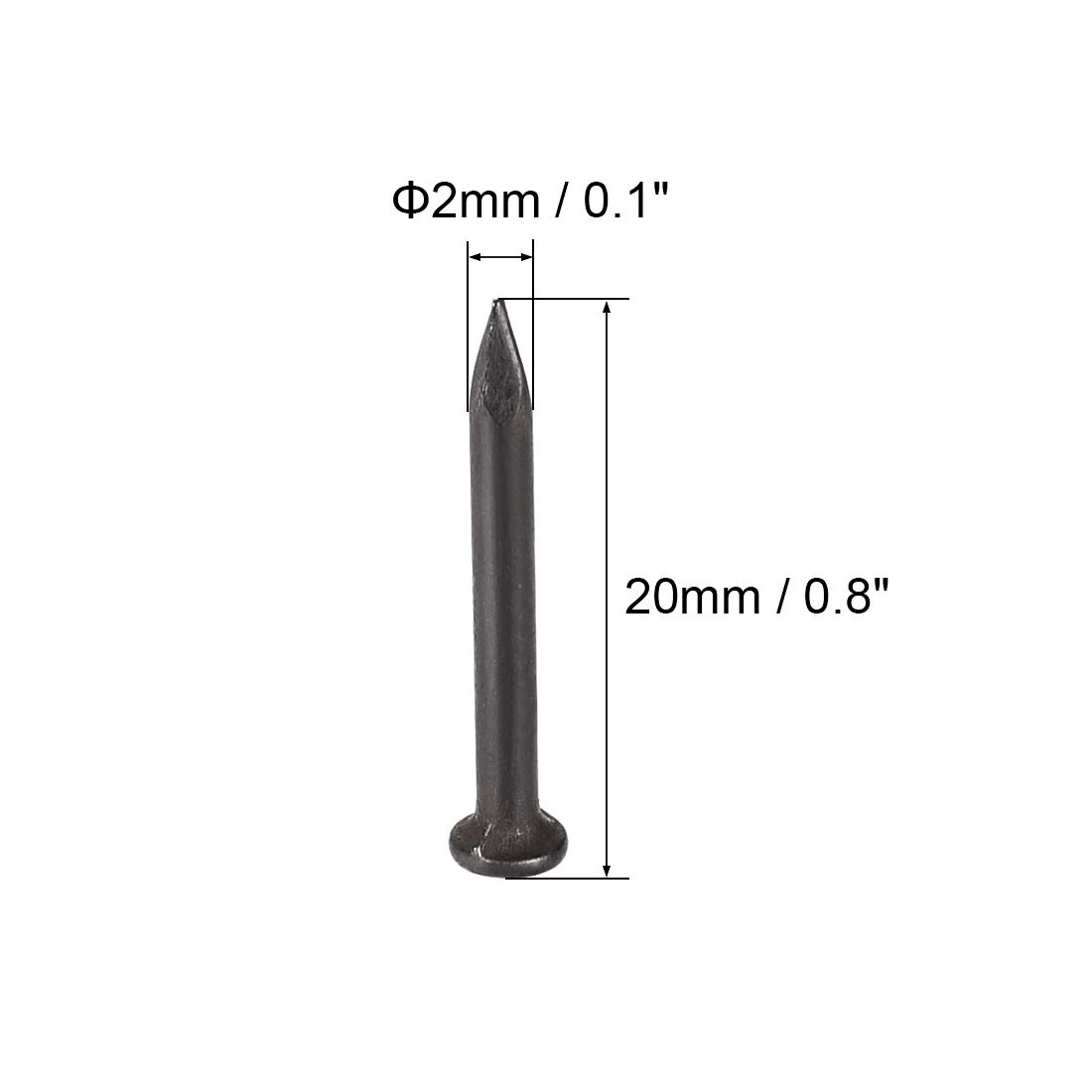Uxcell Hardware Nails Carbon Steel Point Tip Wall Cement Nail 25mm(1") 2.3mm Rod Dia Black 150pcs