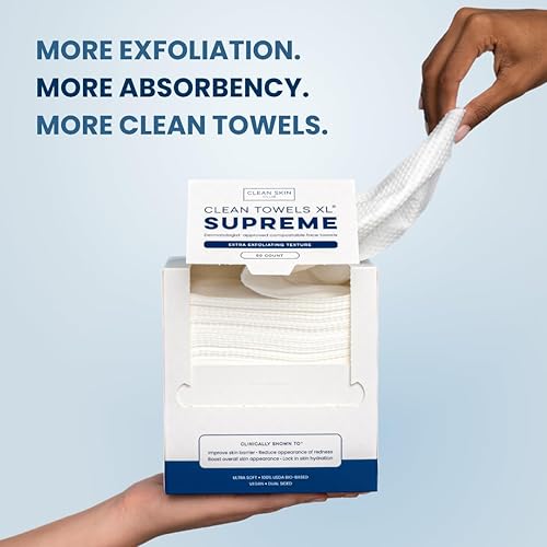 Miniatura 10 de Clean Skin Club Clean Towels XL Supreme, toalla facial 100% aprobada por dermatólogos a base de plantas por USDA, exfoliación suave, paño facial