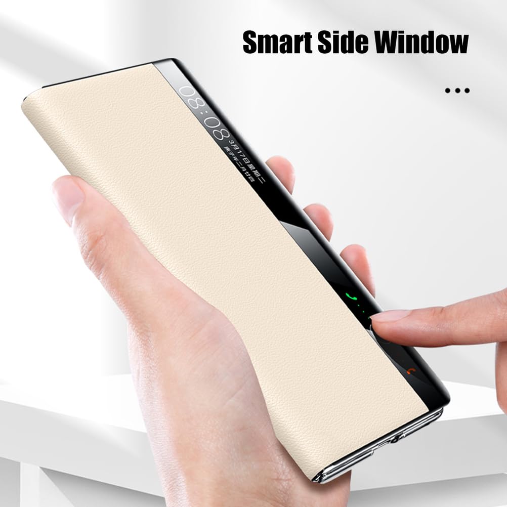 Etui z prawdziwej skóry do HUAWEI Mate X6, ultracienkie magnetyczne etui ochronne z funkcją widoku okna, lekkie, luksusowe etui, różowe, Mate X6