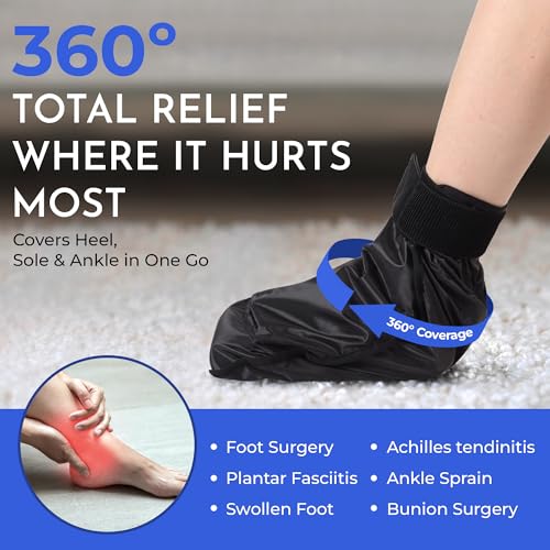Image of SandPuppy Footcool- Foot Ice Pack Wrap for Sprained Ankle and Surgery Recovery, Reusable and Comfort 360 Degree Cooling Compression Wrap for Chemotherapy and Neuropathy, Plantar Fasciitis, Heel Spurs, Achilles, Tendonitis, Sore Feet Injuries, Gout, One Size (Black)