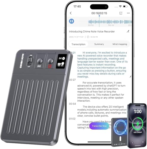 Chime Note AI Voice Recorder - 64GB with Free Transcribe & A
