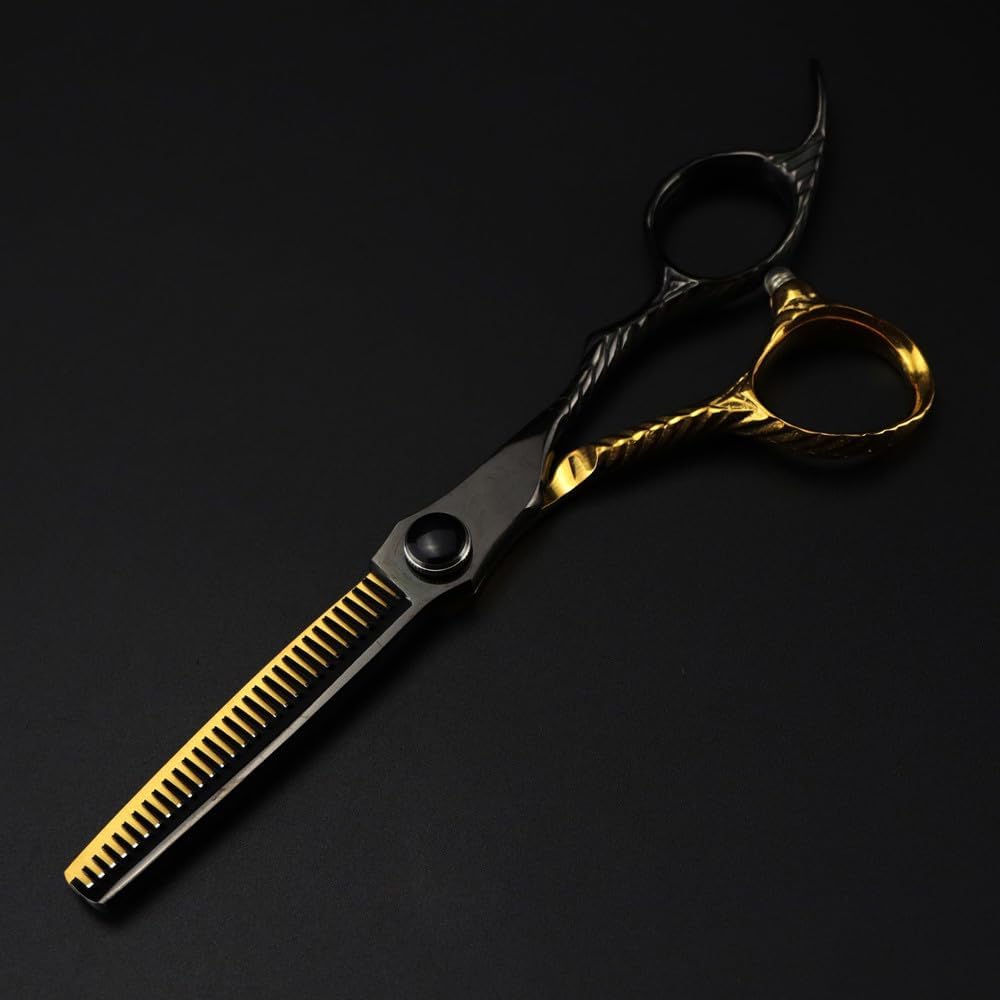 Hair Cutting Shears 6 Inch Professional Steel Scissor Black Gold Hair Scissors Haircut Thinning Barber Cutting Shears Hairdressing Scissors Set