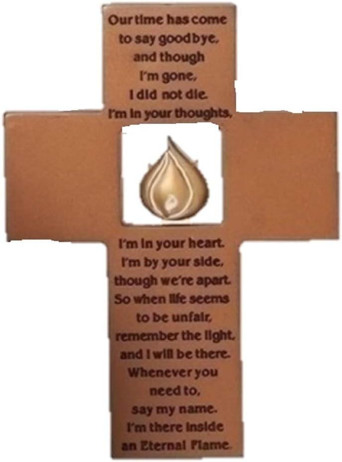 1 X Eternal Flame Memorial Wall Cross Plaque Crucifix Bereavement Gift Roman 64214