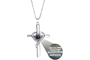 Fashion Cross Necklace Praying Engraved Crucifix with Crystal and 24K Gold Plated...