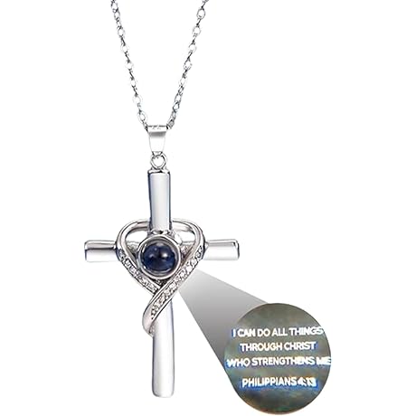 Fashion Cross Necklace Praying Engraved Crucifix with Crystal and 24K Gold Plated...