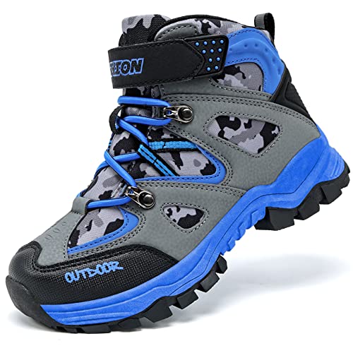 ASHION Chaussures de randonnée Garçon Trekking Baskets Antidérapantes Bottes (Bleu,37 EU)