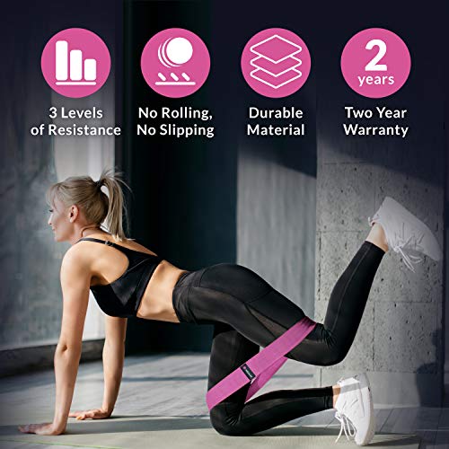 SweatLane Fabric Booty Bands - 3 Resistance Levels – Resistance Bands for Legs and Butt, Hips, Thighs and Glutes - Thumbnail 2