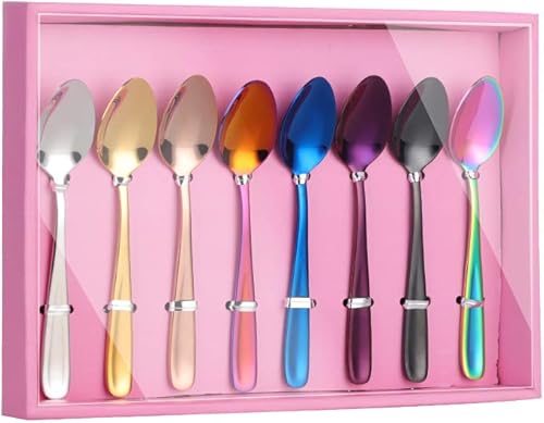 Vista 14 de Buyer Star Paquete de 8 cucharas doradas para café y espresso, acero inoxidable, lujosas, aptas para lavavajillas