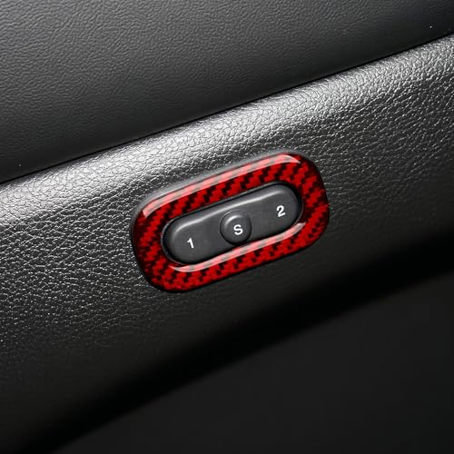 Image of Car Seat Memory Button Cover Decals for 2011-2020 Dodge Durango / 2011-2021 Jeep Grand Cherokee WK2 /2022 WK Accessories Carbon Fiber Stickers