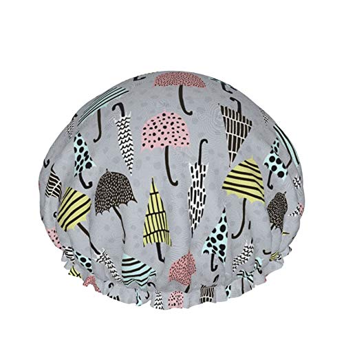Unique Umbrella Shower Cap Women Double Layer Waterproof Bath Cap Eva Lining Design For All Hair Lengths