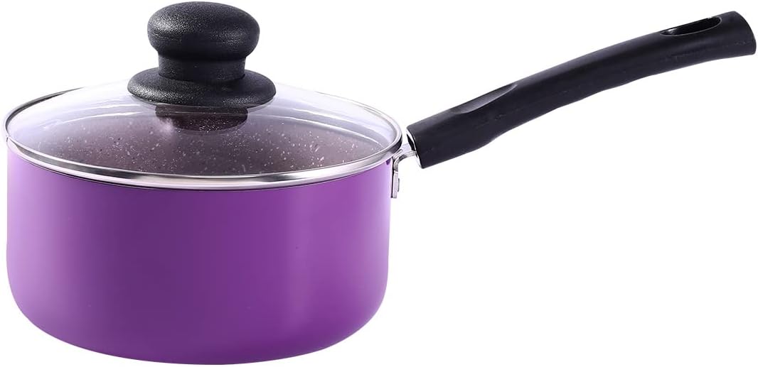 WonderchefValencia Non-Stick Sauce Pan with Glass Lid | Cool Touch Bakelite Handle | Pure Grade Aluminium| Tempered Glass Lid | 1.5 litres | 2.5 mm Thickness | 2 Year Warranty | Purple