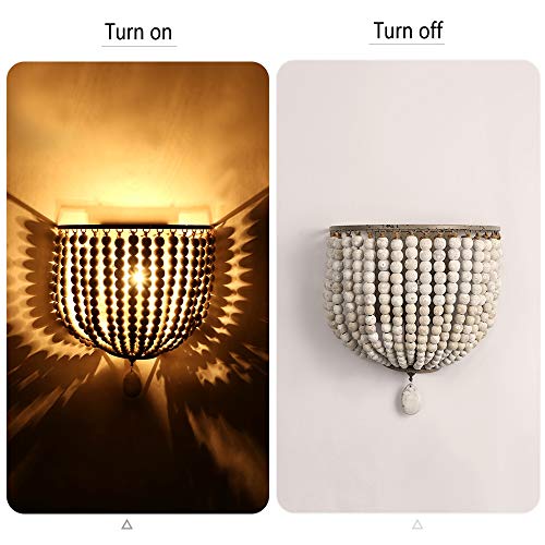 Newrays Gray White Vintage Wood Bead Wall Lamp by Newrays - Used condition - Image 4