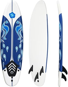 6ft Surfboard Removable Fins EPE EPS PP Construction 72x20x3in 200lbs Capacity Weight 10lbs
