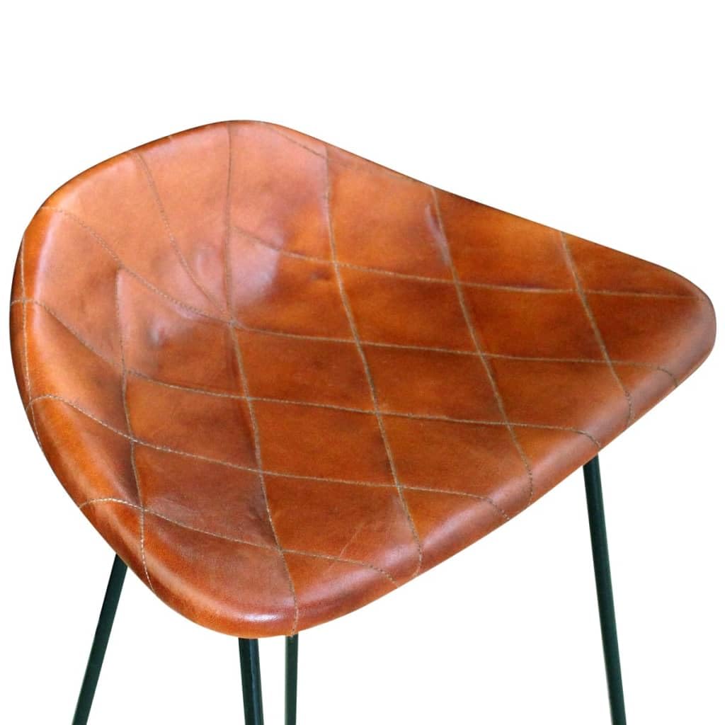 Zestaw 2 krzeseł barowych, czarny i brązowy, prawdziwa skóra, 42 x 45 x 86 cm, wzornictwo przemysłowe, wygodne krzesła kuchenne, solidne żelazne nogi na ławkę i wyspę