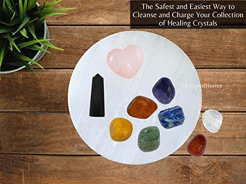 Image of Crystal Heaven Certified Selenite Crystal Charging Plate, 3 Inch Selenite Plate For Crystal Cleansing Re-Energy Work, Meditation And Pooja