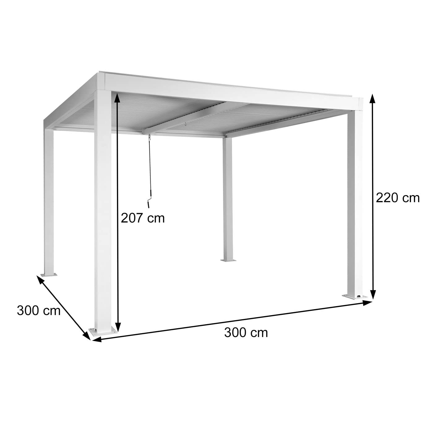 Pergola HWC-L46, pawilon ogrodowy z lamelami, stal aluminiowa 10 cm, żłobek deszczowy odporny na sztorm, 3 x 3 m - antracyt
