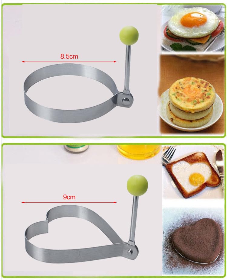 Anillos para panqueques de huevo, 5 moldes de huevo frito en estrella, redondos, corazón de diferentes formas, herramientas de cocina de acero inoxidable, accesorios de cocina, anillos de artilugio, 8