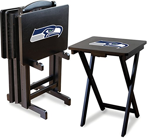 Imperial Officially Licensed NFL Merchandise: Foldable Wood TV Tray Table Set with Stand