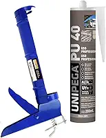 Kit Aplicador de Silicone Fechado Starfer + Cola Adesivo Selante PU 40 Cinza 400g Unipega Construção e Vedação