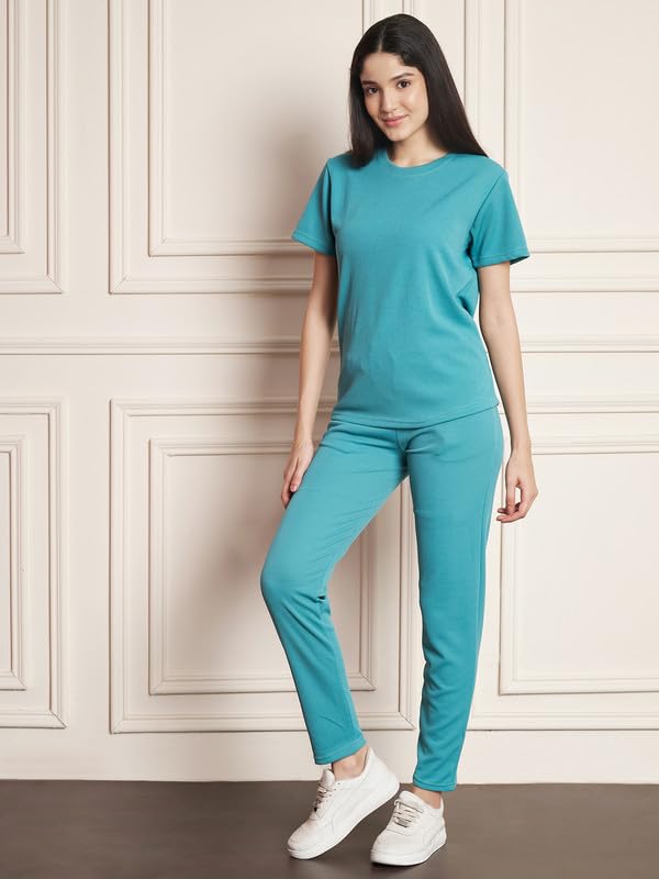 Image of DTR FASHION Polyester Blend Solid Lining Tracksuit | Night Wear Suit For Women