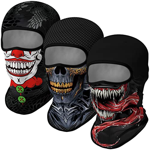 Image of Red Plume 3PCS Balaclava Full Face Mask Ski Mask UV Protection Cover Motorcycle Full Face Mask for Men Women Outdoor Sports