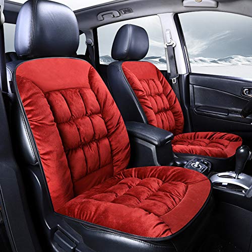 1 pcs Housse de Siege Voiture Universelle Ensemble de Housses Siège Auto Universel pour Les sièges Avant Siège épaissie en Peluche Voiture Coussin (Vin Rouge)