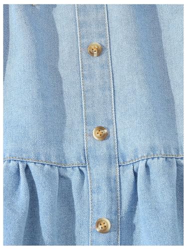 Floerns Toddler Girl's Button A Line Belted Denim Skirt Elastic Waist Midi Jean Skirts4