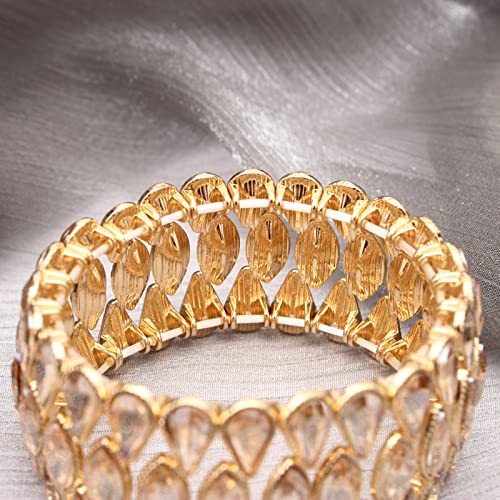 SFE Women's Wedding Party Jewelry Austrian Crystal 3 Layers Luxury Elastic Bangle Bracelet Stretch Bracelet Statement Jewelry for Brides Bridesmaids4