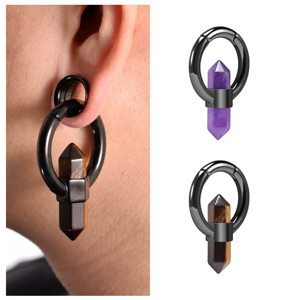 ERKUOO 1 paio pesi auricolari appendini gotico tappi per le orecchie calibri tunnel in acciaio inossidabile penzoloni barella orecchini piercing per donne uomini regalo 5mm 6mm 8mm
