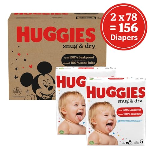 Image of Huggies Size 5 Diapers, Snug & Dry Baby Diapers, Size 5 (27+ lbs), 156 Count